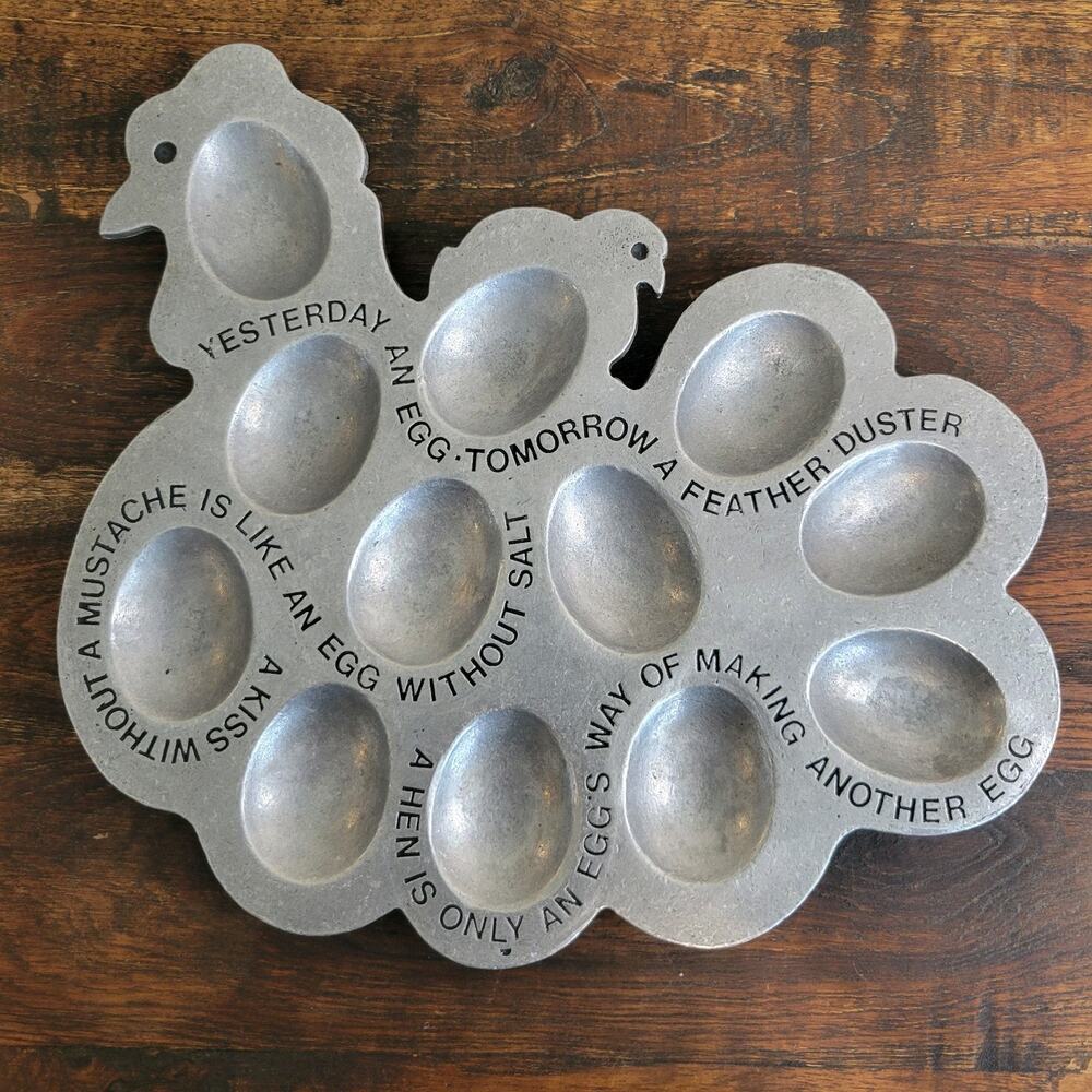 Vintage 1976 York Metalcrafters Pewter Hen Deviled Egg Tray Platter 12 Slot 9.5"